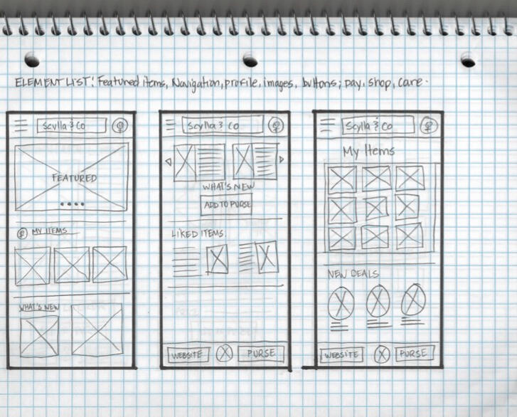 App wireframe sketches 1